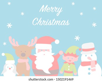 Christmas card with Santa and friends