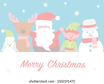 Christmas card with Santa and friends