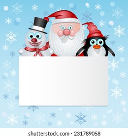 Christmas card with Santa and  friends.