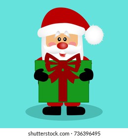 Christmas card. Santa. Santa with a gift. Vector Illustration.