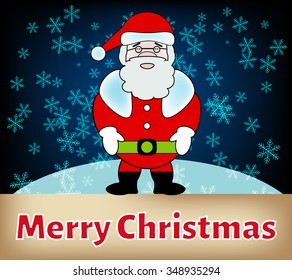 
Christmas card with Santa in the night sky