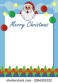 christmas card with santa and christmas ornament. vector eps