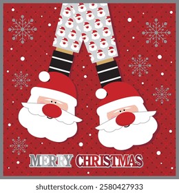 Christmas card with Santa shoes and legs