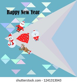 Christmas card, Santa snowman deer bear bag, vector background