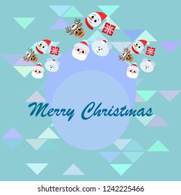 Christmas card, Santa snowman deer bear bag, vector background