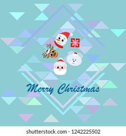 Christmas card, Santa snowman deer bear bag, vector background