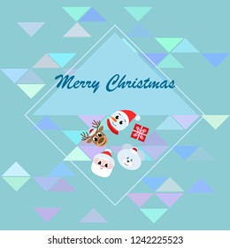 Christmas card, Santa snowman deer bear bag, vector background