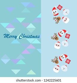 Christmas card, Santa snowman deer bear bag, vector background