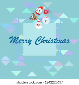 Christmas card, Santa snowman deer bear bag, vector background