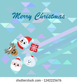 Christmas card, Santa snowman deer bear bag, vector background