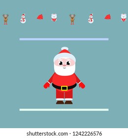 Christmas card, Santa snowman deer bear bag, vector background