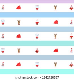 Christmas card, Santa snowman deer bear bag, vector background
