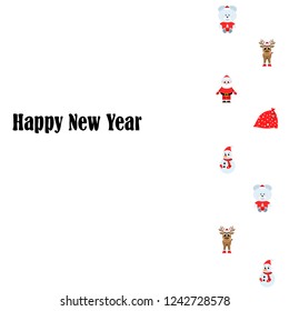 Christmas card, Santa snowman deer bear bag, vector background