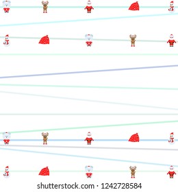 Christmas card, Santa snowman deer bear bag, vector background