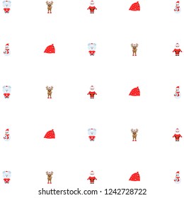 Christmas card, Santa snowman deer bear bag, vector background