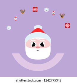 Christmas card, Santa snowman deer bear bag, vector background