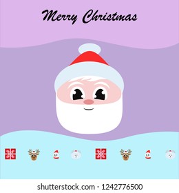 Christmas card, Santa snowman deer bear bag, vector background