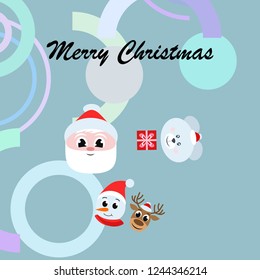 Christmas card, Santa snowman deer bear bag, vector background
