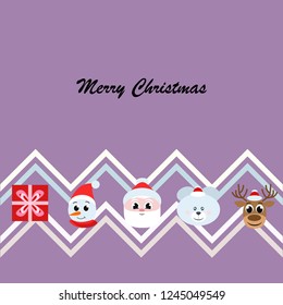 Christmas card, Santa snowman deer bear bag, vector background