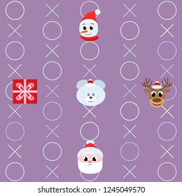 Christmas card, Santa snowman deer bear bag, vector background