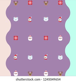 Christmas card, Santa snowman deer bear bag, vector background