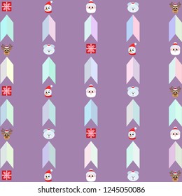 Christmas card, Santa snowman deer bear bag, vector background