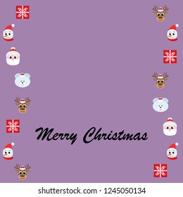 Christmas card, Santa snowman deer bear bag, vector background