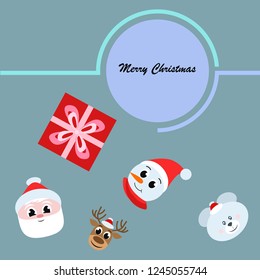 Christmas card, Santa snowman deer bear bag, vector background