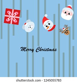 Christmas card, Santa snowman deer bear bag, vector background