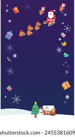 Christmas, Card, Santa, Snowy, Background, Santa, Rudolph, Gift, Anniversary, Event, Decoration, Invitation, Pleasant, Happy, Winter,