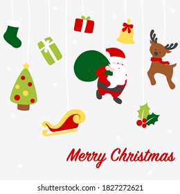Christmas card with Santa and Christmas tree - colorful