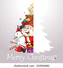 Christmas card with Santa and tree illustration