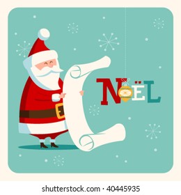 Christmas card with Santa. Vector. Editable.