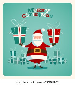 Christmas card with Santa. Vector. Editable