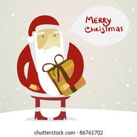 Christmas card with Santa. Vector. Editable.