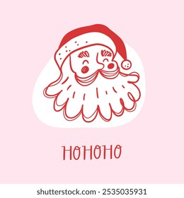 Christmas card with santa's head. Vector illustration