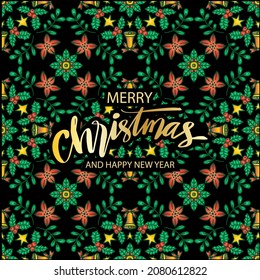 Tarjeta de Navidad con un patrón impecable con decoración navideña.