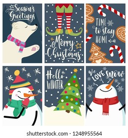 Christmas card set, isolated items on white