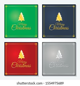 Christmas card set with christmas trees on smooth background. Vector.