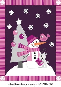 Christmas card. A set of vector elements in the New Year theme