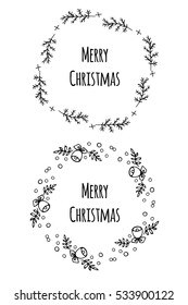 Christmas card set vector templates. Objects on isolated background