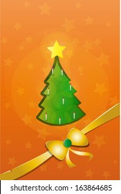 Christmas card with shining christmas tree vector