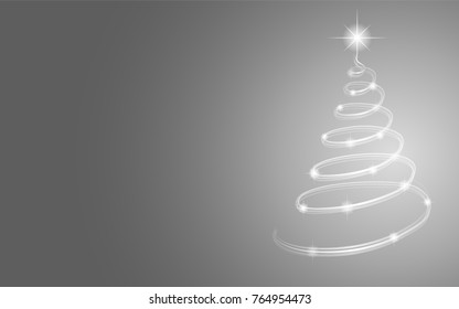 Christmas card with shiny tree and copyspace. Vector.