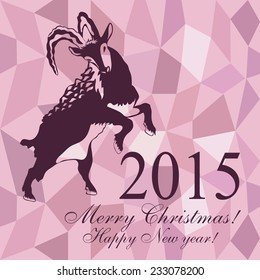 Christmas card with a silhouette of a goat