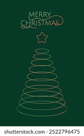 Christmas card simple design. Merry Christmas or New Year banner template with a geometric Christmas tree. Vector brutalist greeting card with abstract Christmas tree for card, banner, poster, web.