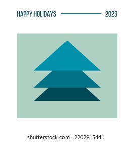 Christmas card in a simple geometric style. Christmas tree. New year 2023. Swiss design. Vector illustration