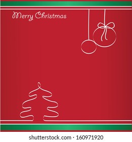 Christmas card with simple xmas tree and balls
