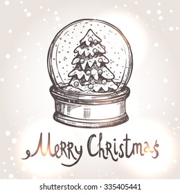 Christmas Card With Sketch Snowglobe