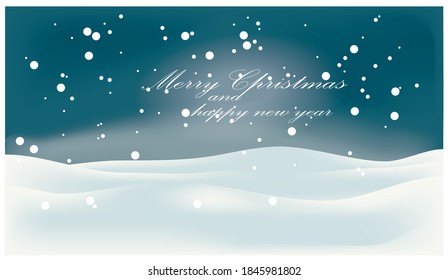 christmas card. snow and blue sky. merry christmas and happy new year