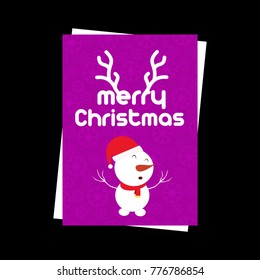 Christmas card with snow flakes pattern and snowman